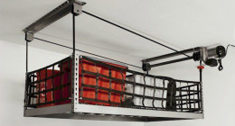 Garage overhead storage shelves